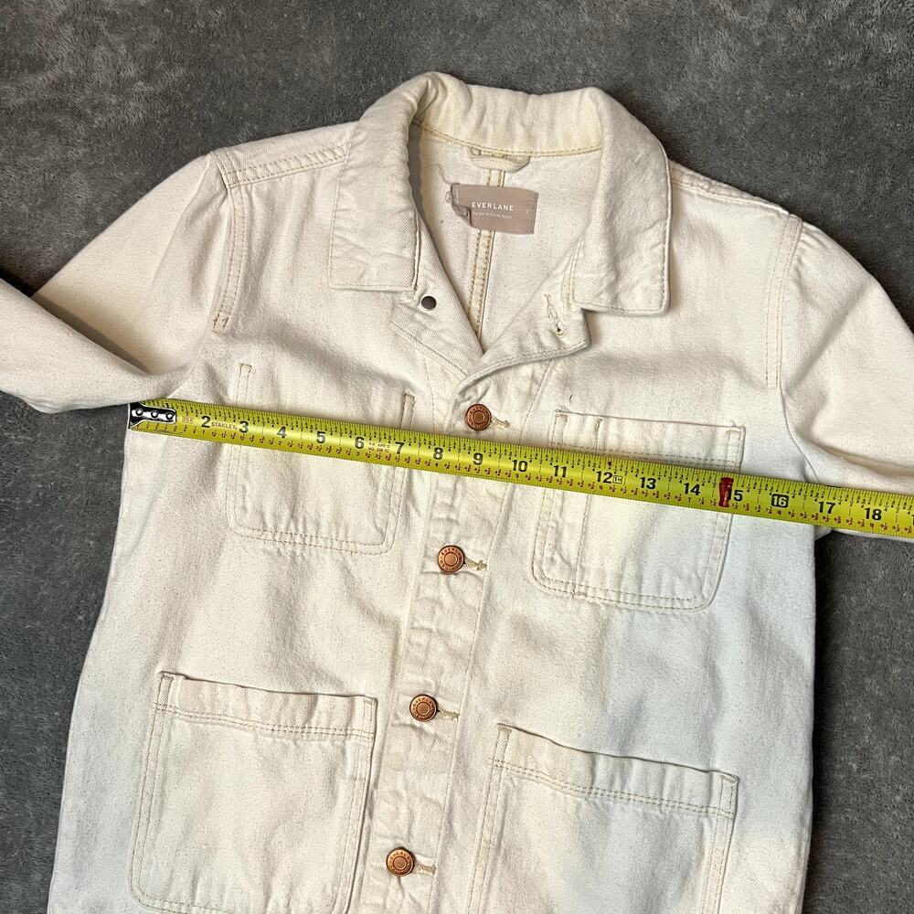 Everlane Denim Chore Jacket Womens XS Ivory Patina Organic Cotton Minimalist - Picture 8 of 9